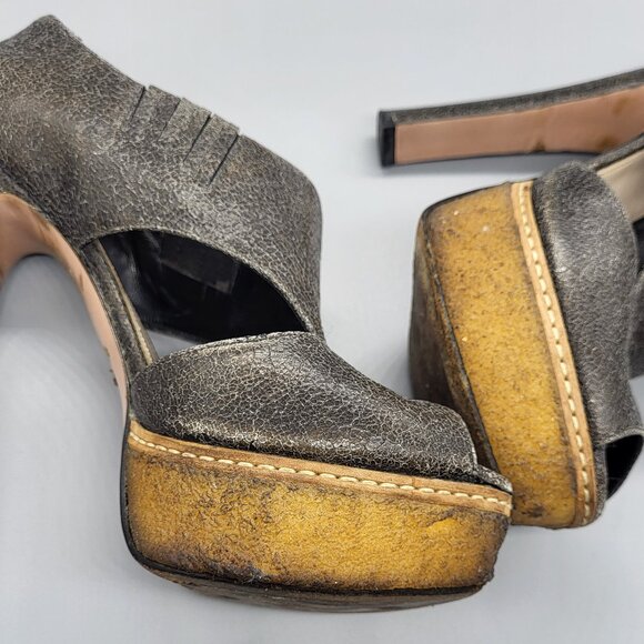 PRADA Crackled Leather Platform Heels - Picture 13 of 17